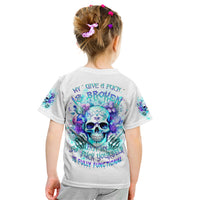 Rose SKull Kid T Shirt My Give A Fuck Is Broken But My Go Fuck Yourself Is Fully Functional - Wonder Print Shop