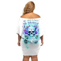 Rose SKull Off Shoulder Short Dress My Give A Fuck Is Broken But My Go Fuck Yourself Is Fully Functional - Wonder Print Shop