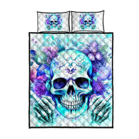 Rose SKull Quilt Bed Set My Give A Fuck Is Broken But My Go Fuck Yourself Is Fully Functional - Wonder Print Shop