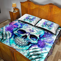 Rose SKull Quilt Bed Set My Give A Fuck Is Broken But My Go Fuck Yourself Is Fully Functional - Wonder Print Shop