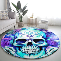 Rose SKull Round Carpet My Give A Fuck Is Broken But My Go Fuck Yourself Is Fully Functional