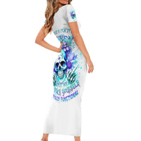 Rose SKull Short Sleeve Bodycon Dress My Give A Fuck Is Broken But My Go Fuck Yourself Is Fully Functional - Wonder Print Shop
