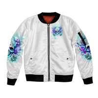 Rose SKull Sleeve Zip Bomber Jacket My Give A Fuck Is Broken But My Go Fuck Yourself Is Fully Functional - Wonder Print Shop