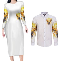 Flower Skull Angel Couples Matching Long Sleeve Bodycon Dress and Long Sleeve Button Shirt Bitch I'm The Fucking Queen - Wonder Print Shop