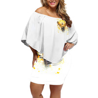 Flower Skull Angel Off Shoulder Short Dress Bitch I'm The Fucking Queen - Wonder Print Shop