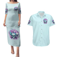 Flower Skull Angel Couples Matching Puletasi and Hawaiian Shirt The Good Girl In Me Got Tired Of The Bullshit - Wonder Print Shop