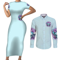 Flower Skull Angel Couples Matching Short Sleeve Bodycon Dress and Long Sleeve Button Shirt The Good Girl In Me Got Tired Of The Bullshit - Wonder Print Shop
