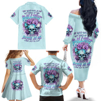 Flower Skull Angel Family Matching Off Shoulder Long Sleeve Dress and Hawaiian Shirt The Good Girl In Me Got Tired Of The Bullshit - Wonder Print Shop