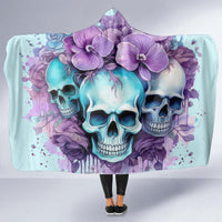 Flower Skull Angel Hooded Blanket The Good Girl In Me Got Tired Of The Bullshit