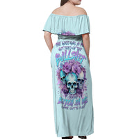 Flower Skull Angel Off Shoulder Maxi Dress The Good Girl In Me Got Tired Of The Bullshit - Wonder Print Shop