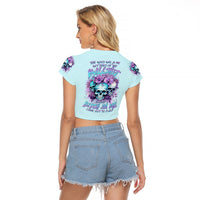 Flower Skull Angel Raglan Cropped T Shirt The Good Girl In Me Got Tired Of The Bullshit - Wonder Print Shop