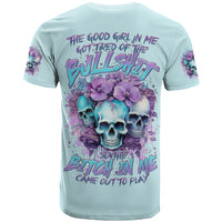 Flower Skull Angel T Shirt The Good Girl In Me Got Tired Of The Bullshit - Wonder Print Shop