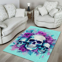 Flower Skull Angel Area Rug Stuck Between IDK IDC and IDGAF - Wonder Print Shop