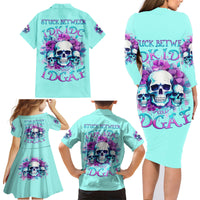 Flower Skull Angel Family Matching Long Sleeve Bodycon Dress and Hawaiian Shirt Stuck Between IDK IDC and IDGAF - Wonder Print Shop