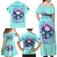 Flower Skull Angel Family Matching Off Shoulder Maxi Dress and Hawaiian Shirt Stuck Between IDK IDC and IDGAF - Wonder Print Shop