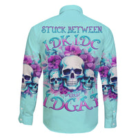 Flower Skull Angel Family Matching Short Sleeve Bodycon Dress and Hawaiian Shirt Stuck Between IDK IDC and IDGAF - Wonder Print Shop