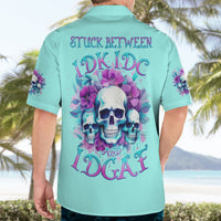 Flower Skull Angel Hawaiian Shirt Stuck Between IDK IDC and IDGAF - Wonder Print Shop