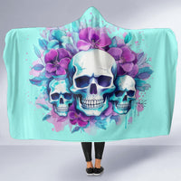 Flower Skull Angel Hooded Blanket Stuck Between IDK IDC and IDGAF