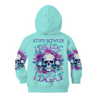 Flower Skull Angel Kid Hoodie Stuck Between IDK IDC and IDGAF - Wonder Print Shop