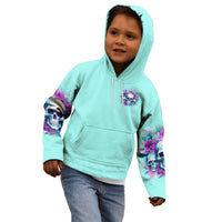 Flower Skull Angel Kid Hoodie Stuck Between IDK IDC and IDGAF - Wonder Print Shop