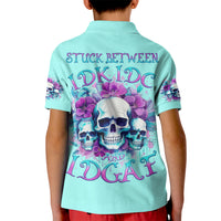 Flower Skull Angel Kid Polo Shirt Stuck Between IDK IDC and IDGAF - Wonder Print Shop