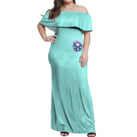 Flower Skull Angel Off Shoulder Maxi Dress Stuck Between IDK IDC and IDGAF - Wonder Print Shop