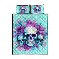 Flower Skull Angel Quilt Bed Set Stuck Between IDK IDC and IDGAF - Wonder Print Shop
