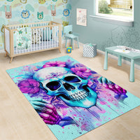 Flower Skull Angel Area Rug I'm A Bitch With A Flow Bullshit Tolerance - Wonder Print Shop