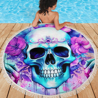 Flower Skull Angel Beach Blanket I'm A Bitch With A Flow Bullshit Tolerance - Wonder Print Shop