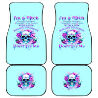 Flower Skull Angel Car Mats I'm A Bitch With A Flow Bullshit Tolerance - Wonder Print Shop