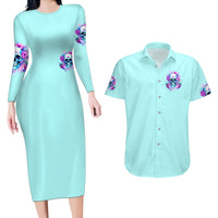 Flower Skull Angel Couples Matching Long Sleeve Bodycon Dress and Hawaiian Shirt I'm A Bitch With A Flow Bullshit Tolerance - Wonder Print Shop