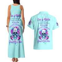 Flower Skull Angel Couples Matching Tank Maxi Dress and Hawaiian Shirt I'm A Bitch With A Flow Bullshit Tolerance - Wonder Print Shop