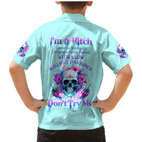 Flower Skull Angel Family Matching Mermaid Dress and Hawaiian Shirt I'm A Bitch With A Flow Bullshit Tolerance - Wonder Print Shop