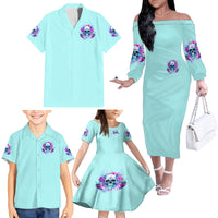 Flower Skull Angel Family Matching Off Shoulder Long Sleeve Dress and Hawaiian Shirt I'm A Bitch With A Flow Bullshit Tolerance - Wonder Print Shop