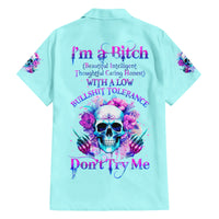 Flower Skull Angel Family Matching Off Shoulder Maxi Dress and Hawaiian Shirt I'm A Bitch With A Flow Bullshit Tolerance - Wonder Print Shop