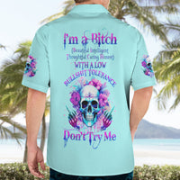 Flower Skull Angel Hawaiian Shirt I'm A Bitch With A Flow Bullshit Tolerance - Wonder Print Shop