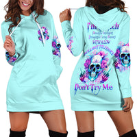 Flower Skull Angel Hoodie Dress I'm A Bitch With A Flow Bullshit Tolerance - Wonder Print Shop