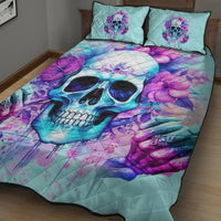 Flower Skull Angel Quilt Bed Set I'm A Bitch With A Flow Bullshit Tolerance - Wonder Print Shop