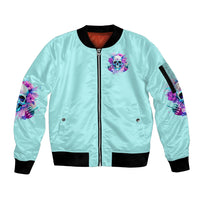 Flower Skull Angel Sleeve Zip Bomber Jacket I'm A Bitch With A Flow Bullshit Tolerance - Wonder Print Shop