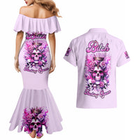Rose Skull Couples Matching Mermaid Dress and Hawaiian Shirt Bitch I'm The Fucking Queen - Wonder Print Shop
