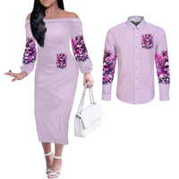 Rose Skull Couples Matching Off The Shoulder Long Sleeve Dress and Long Sleeve Button Shirt Bitch I'm The Fucking Queen