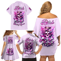 Rose Skull Family Matching Off Shoulder Short Dress and Hawaiian Shirt Bitch I'm The Fucking Queen - Wonder Print Shop