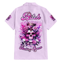 Rose Skull Family Matching Short Sleeve Bodycon Dress and Hawaiian Shirt Bitch I'm The Fucking Queen - Wonder Print Shop