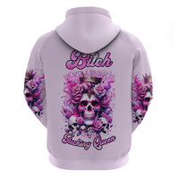 Rose Skull Hoodie Bitch I'm The Fucking Queen - Wonder Print Shop