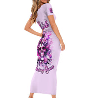 Rose Skull Short Sleeve Bodycon Dress Bitch I'm The Fucking Queen - Wonder Print Shop