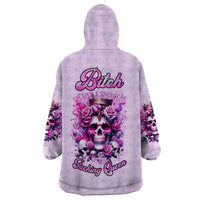 Rose Skull Wearable Blanket Hoodie Bitch I'm The Fucking Queen - Wonder Print Shop