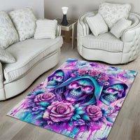 Flower Skull Angel Area Rug Stuck Between IDK IDC and IDGAF - Wonder Print Shop