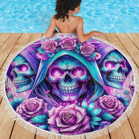 Flower Skull Angel Beach Blanket Stuck Between IDK IDC and IDGAF - Wonder Print Shop