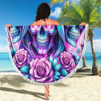 Flower Skull Angel Beach Blanket Stuck Between IDK IDC and IDGAF - Wonder Print Shop