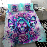 Flower Skull Angel Bedding Set Stuck Between IDK IDC and IDGAF - Wonder Print Shop